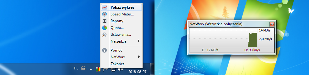 графік швидкості з'єднання - NetWorx