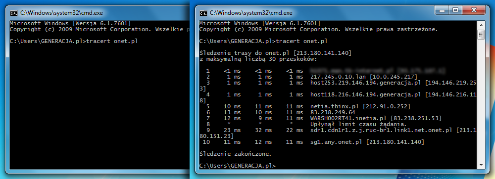 tracert onet.pl